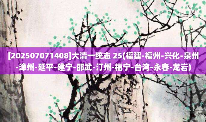 [202507071408]大清一统志 25(福建-福州-兴化-泉州-漳州-延平-建宁-邵武-汀州-福宁-台湾-永春-龙岩)