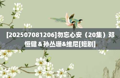 [202507081206]勿忘心安（20集）邓恒健＆孙丛珊&维尼[短剧]
