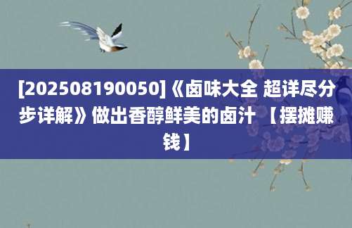 [202508190050]《卤味大全 超详尽分步详解》做出香醇鲜美的卤汁 【摆摊赚钱】