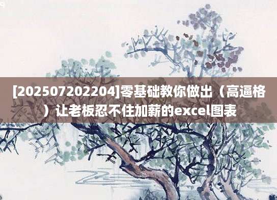 [202507202204]零基础教你做出（高逼格）让老板忍不住加薪的excel图表