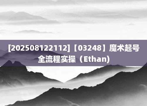 [202508122112]【03248】魔术起号全流程实操（Ethan)
