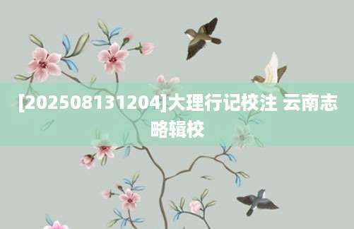 [202508131204]大理行记校注 云南志略辑校