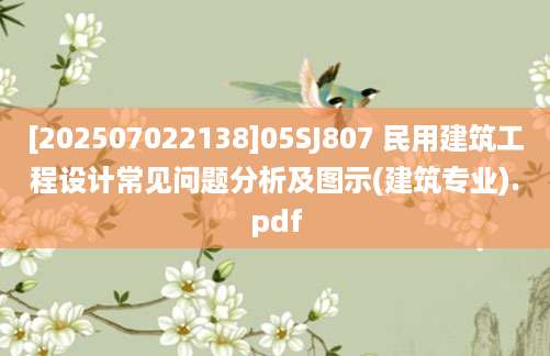 [202507022138]05SJ807 民用建筑工程设计常见问题分析及图示(建筑专业).pdf
