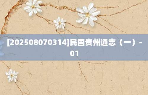 [202508070314]民国贵州通志（一）-01