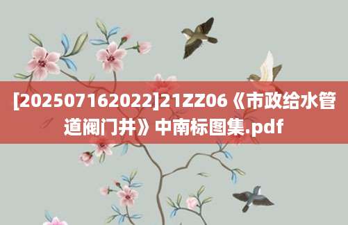 [202507162022]21ZZ06《市政给水管道阀门井》中南标图集.pdf