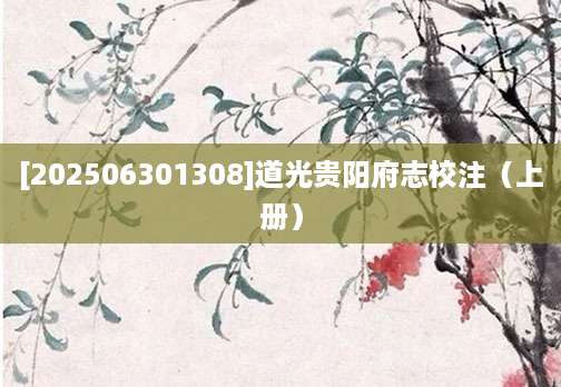 [202506301308]道光贵阳府志校注（上册）